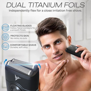 HUMMINGBIRD MK2 Compact Foil Shaver ? No Nick No Cut No Razor Burn Face Shaver for Men Portable USB C Rechargeable Dual Foil Flex Head Electric Razor LED Display Travel Head &amp Facial Groomer