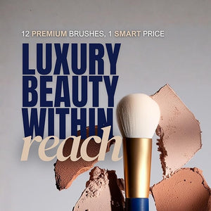 BERRY Blue Premium Makeup Brush Set ? 12-Piece Professional Ultra-Soft Synthetic Brushes for Face &amp Eyes | Foundation Powder Blush Concealer Eyeshadow ? Vegan Cruelty-Free Numbered Travel C