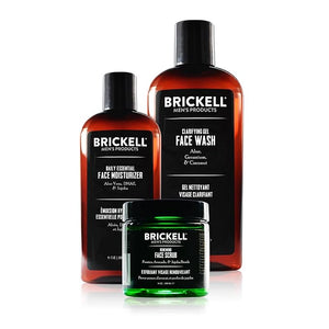 Brickell Men's Products Daily Advanced Face Care Routine I Gel Facial Cleanser Wash Face Scrub Facial Moisturizer Lotion Natural and Organic Men's Skin Care Gift Set Scented