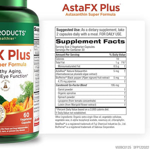 Purity Products AstaFX Plus - Astaxanthin Super Formula - 30 Day Supply from Supports Endurance - Promotes Healthy Skin - Supports Visual Health - Up to 6000 Times More Powerful Than Vitamin C