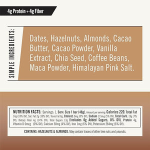 Thunderbird Bars Energy Snack Gluten-Free with Protein Healthy Real Food Vegan Paleo Non-GMO No Added Sugar Hazelnut Coffee Maca Flavor (12 Count 1.7 oz. Bars)