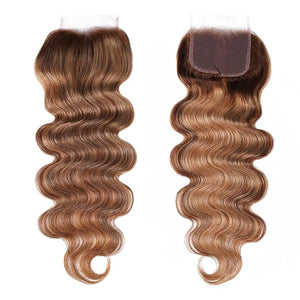 UNICE Honey Blonde Highlight Body Wave 4x4 Lace Closure Free Part 14 inch 100% Remy Human Hair Closure for Women TL412 Color