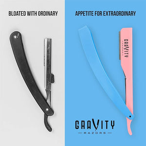 GRAVITY RAZORS Professional Straight Razor Kit ? Minimal Exposure Includes 10 Premium Blades 2mm Exposed Cotton Candy