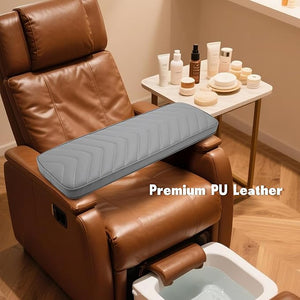 NOVAL Arm Rest Manicure Board for Pedicure Chairs - 9x27 Inch Luxurious PU Leather Hand Rest Easy to Clean &amp Non-Slip Salon-Ready Design for Long Hours Use (Grey)