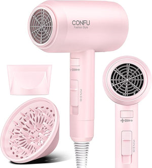 Hair Dryer with Diffuser CONFU Hair Dryers for Women Blow Dryers for Men Hairdryer with Diffuser Attachment Portable Lightweight Fast Drying Negative Ion Hairdryer for Home