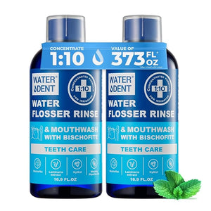 Concentrated Water flosser Rinse &amp; mouthwash | Add to Oral irrigator | Mint Flavor | Alcohol and Fluoride Free. Made in USA | Pack of 2 = 33.8 fl.oz