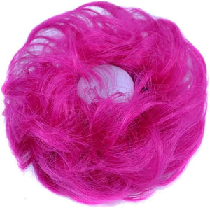 Hair Bun 1 Pack Messy Bun Hair Hoops Ponytail Hair Extensions Synthetic Donut Hair Bun Curly Wavy Hair Bun Wigs for Women Hair Bun Piece(Pink)