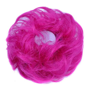 EARSHOT Hair Buns Hair Piece 1 Pack Messy Bun Hair Hoops Ponytail Hair Extensions Synthetic Donut Hair Bun Curly Wavy Hair Bun Wigs for Women Hair Accessories For Girls (Color : Pink)