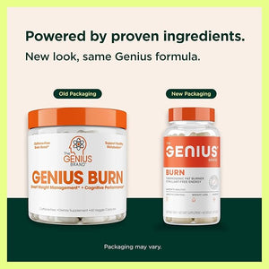 Genius Thermogenic Fat Burner, 60 Diet Veggie Pills - Weight Loss &amp; Metabolism Supplement, Appetite Suppressant &amp; Energy Booster - Caffeine-Free Nootropic Focus &amp; Brain Boost - Ashwagandha
