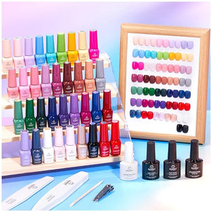 beetles Gel Polish Shifting Lights - Fall Gel Nail Polish Set Brown Burgundy Red Black White Green Purple Glitter 36 Colors with Base Coat Glossy Matte Glitter Top Coat UV LED Soak Off Gift for Women