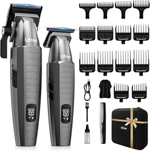 Ufree Professional Hair Clippers for Men with Bag Mens Clippers and Trimmers Set Barber Clippers Set Electric Beard Trimmer Gifts for Men Gray