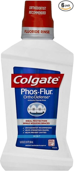 Colgate Phos-Flur Anti-Cavity Fluoride Rinse Mint 16 oz (Pack of 6)