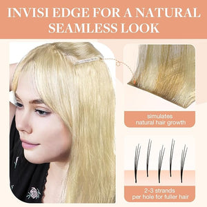 GOO GOO Invisi Edge Clip in Hair Extensions Set 24inch 160g 5pcs Injected Seamless PU Clip ins and 2pcs Classical PU Clip ins Virgin Real Human Hair #P16/22A