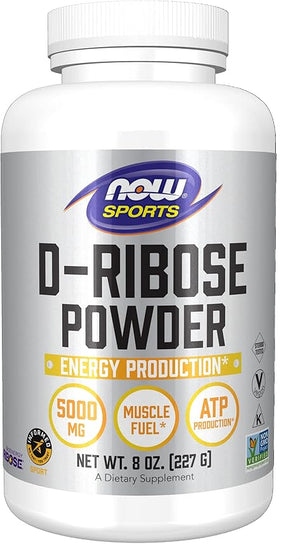 NOW Foods Sports Nutrition D-Ribose Powder 5000 mg Certified Non-GMO Energy Production* 8-Ounce