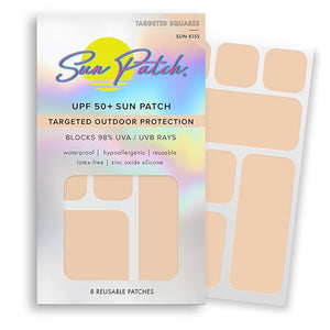 Sun Patch Hypoallergenic Sun-Screen Square Shaped Patches 100% Silicone UPF-50 UV Protection Reusable 1 Pack/8 Squares Sunkiss (Nude)
