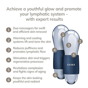 GESKE SmartAppGuided¢â Cool &amp; Warm Duo Eye Massager | 7 in 1 | Time-saving Dual Massager | For Eyes &amp; Face | Battery-free Cooling &amp; Warming | Firms, Relaxes &amp; De-Puffs Skin