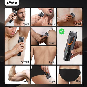 Manscape Body Hair Trimmer for Men with LED Light for Balls/Pubic/Groin/Legs/Chest IPX7 Waterproof Body Groomer with Ceramic Blade Fast Charging Shaver for Wet or Dry Use