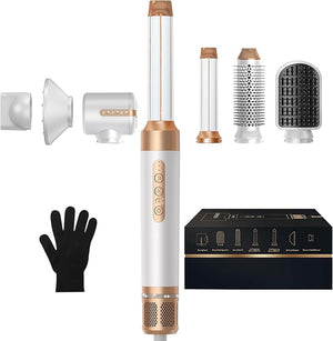 Hair Dryer Brush 7 in ONE, Detachable Fast Drying, Volumizing, Curling, Straightening, Ionic Hair Dryer with Diffuser, Powerful Blow Dryer Brush with Auto- Wrap Curler, Hair Styling Tools Storage Case