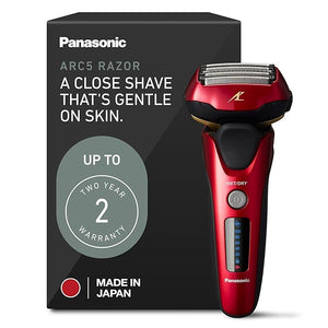 Panasonic ARC5 Electric Razor for Men with Pop-up Trimmer Wet Dry 5-Blade Electric Shaver with Intelligent Shave Sensor and 16D Flexible Pivoting Head - ES-ALV6HR (Red)