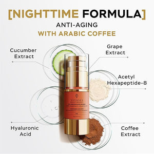 VITASEI Moisturizing Night Serum w/Hyaluronic Acid Cucumber Grape &amp Coffee Extract for Dark Circles Puffiness &amp Bags - Under Eye Hydration Serum for Women &amp Men (0.67 Fl Oz)