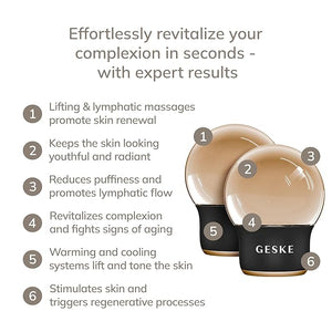 GESKE SmartAppGuided¢â Cool &amp; Warm Face &amp; Body Massager | 7 in 1 | Multifunctional Massager | Face &amp; Body | Battery-free Cooling &amp; Warming | Firms, Relaxes &amp; De-Puffs Skin | Globula