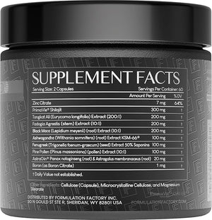 Formulation Factory Self Obsessed MAXXED 10-in-1 Men¡¯s Vitality Supplement with Shilajit, Tongkat Ali, Ashwagandha, Maca, Fadogia, Fenugreek, Zinc, Boron &amp; AstraGin¢ç ? 4 Month (Pack of 2)