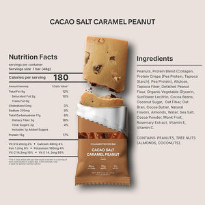 Stars + Honey Protein Bars- Cacao Salt Caramel Peanut,15g Protein, 2g Sugar, w/ Collagen Keto Friendly Snack - Gluten, Dairy, &amp; Soy Free - High-Protein Snacks for Energy &amp; Recovery-10 pack