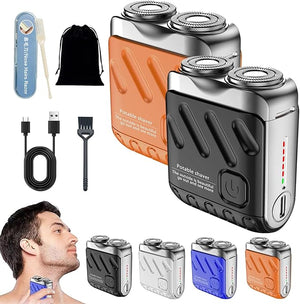 Mini Shaver Small Steel Cannon Suspended Magnetic Blade Shaver Mini Electric Explosive Shavers for Men Waterproof USB Fast Charging Compact Travel Size (2PCS-A-B)