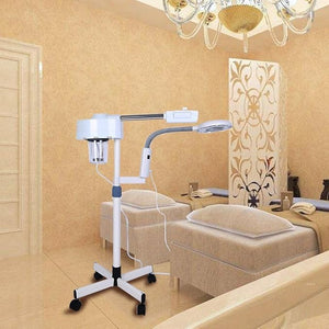 Magnifier Floor Light 2 in 1 LED Cold Light Steamer with 5X Magnifying Lamp Machine for Home Salon Spa Ionic Skin Care