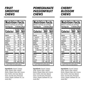 Honey Stinger Organic Energy Chew Variety Pack | 3 Pack Each of Fruit Smoothie, Pomegranate Passionfruit and Cherry Blossom | Gluten Free &amp; Caffeine Free | Sports Nutrition for All Exercises