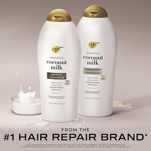 OGX Shampoo and Conditioner Set Nourishing + Coconut Milk Shampoo and Conditioner for Moisturizing &amp Strengthening Hair Care Formulated without Sulfated Surfactants 25.4 FL OZ 2 Pack