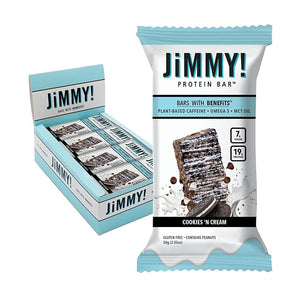 JiMMY! Bars with Benefits Protein Bar Cookies 'N Cream 12 Bars 2.05 oz (58 g) Each