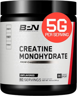 BARE PERFORMANCE NUTRITION, BPN Pure Creatine Monohydrate Powder by Creapure, 5g of Creatine per Serving, Supports Muscle Growth, Unflavored Creatine Powder, 60 Servings