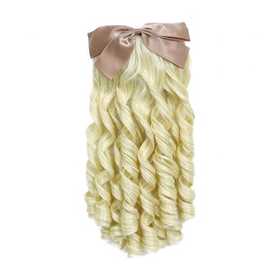 Regency Ponytail Hairpiece with Bow Spiral CurlHistorical Colonial Lady Costume(Light Blonde) 27/613#