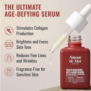ADM Anti Aging Pure Retinol Serum For Face with Niacinamide - Resurfacing Smoothing Fine Lines Wrinkles Acne Scars - Moisturizing Facial Skincare Treatment for Sensitive Skin - 1oz