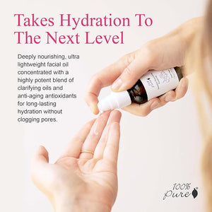 100% PURE Intensive Nourish Facial Oil Hydrating Face &amp Body Moisturizer Natural Illuminating Dry Skincare for Women &amp Men - Vegan - 1oz