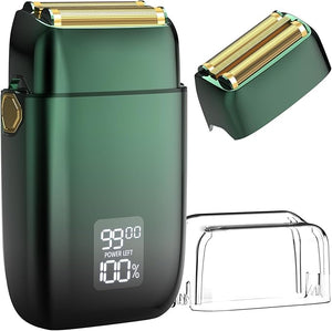 Electric Razor for Men Face, Bazivve Electric Shavers for Men, Foil Shaver with 3 Adjustable Speeds, Rechargeable Waterproof Close Shave Trimmer with LED Display for Face/Beard/Head Shavers (Green)