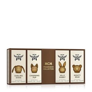MCM Fragrance Collection Eau de Parfum Mini Gift Set (Darling Doxie Charming Pup Jolly Rabbit and Mighty Bear) - 4 x 0.34 Fl. Oz. Perfume Spray