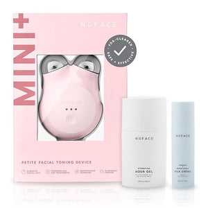 NuFACE MINI+ Microcurrent Facial Device Kit - FDA Cleared Face Sculpting &amp Skin Tightening Device to Contour Lift &amp Tone + Microcurrent Gel Activator &amp Silk Creme - Sandy Rose