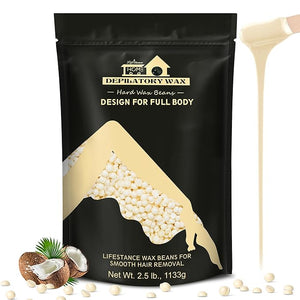 Lifestance 2.5lb Wax Beads Kit Cream Hard Wax Beans For Hair Removal Eyebrow Face Underarm Waxing for Brazilian Bikini Coarse Hair Women Men Large Pearl Beads Refill for Wax Pots