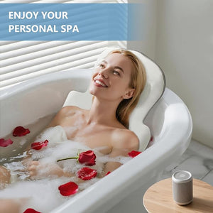 Full Body Bath Pillow Luxury Bath Cushion with 192 Suction Cups Bath Pillows for Tub for Head and Neck Support with Laundry Bag White 51 x 16