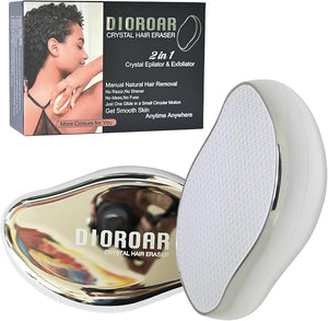 Crystal Hair EraserUpgrade Crystal Hair RemoverPhysical Nano Glass Hair Removal DevicePainless Epilator and Exfoliator Without Shaver for Quick Soft Silky Skin(Silver)