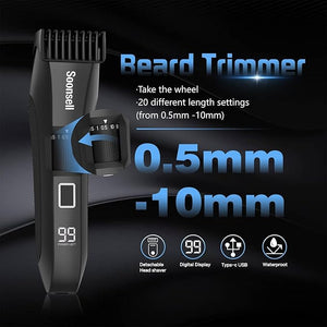 Soonsell Manscape Beard Trimmer for Men,IPX7 Waterproof 4 in 1 Men's Grooming Kit,Ball Shaver,Nose Hair Clippers,Electric Razor,Hair Clippers for Men,LED Display,Wet/Dry Trimmer