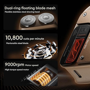 PAXA Mini Electric Shaver for Men9000RPM Electric Razor for MenMagnetic Dual-Head Rotary Pocket Shaver IPX7 Waterproof Wet &amp Dry for Shaving FaceUSB-C Rechargeable for HomeCarTravel(Yellow)