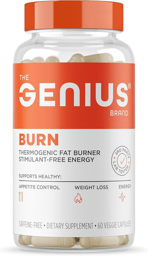 Genius Thermogenic Fat Burner, 60 Diet Veggie Pills - Weight Loss &amp; Metabolism Supplement, Appetite Suppressant &amp; Energy Booster - Caffeine-Free Nootropic Focus &amp; Brain Boost - Ashwagandha