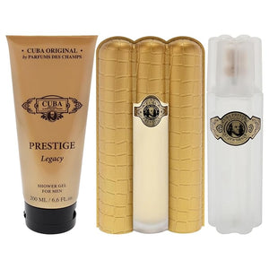 Cuba Prestige Legacy for Men - 3 Pc Gift Set 3oz EDT Spray, 6.6oz Shower Gel, 3.3oz After Shave