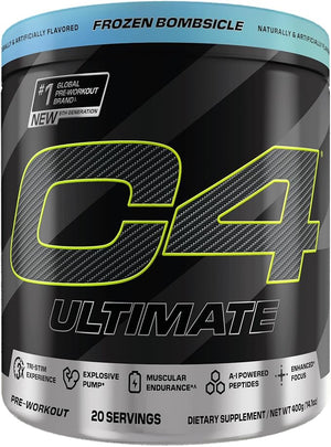 Cellucor C4 Ultimate Pre Workout Powder - Sugar Free Preworkout Energy Supplement for Men &amp; Women - 300mg Caffeine + TeaCrine + Dynamine + Creatine - Frozen Bombsicle, 20 Servings