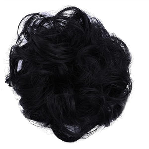 EARSHOT Hair Buns Hair Piece 1 Pack Synthetic Donut Bun Messy Bun Hair Slices Curly Wavy Headbands Women Bun Wig Synthetic Wig Hair Extensions Hair Accessories For Girls (Color : Jet black)