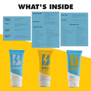 Stay Smooth Bundle for Men - Shaving Care Kit with Exfoliating Leg Scrub Shave Butter and Post-Shave Lotion - 6 Fl Oz Each