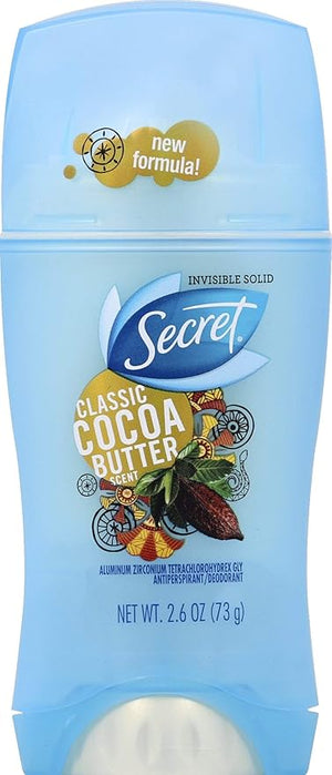 Secret Fresh Invisible Solid Antiperspirant and Deodorant - Classic Cocoa Butter Scent 2.6 Oz (Pack of 4)